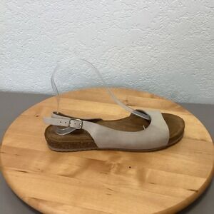 Moretti Slingback Sandals Womens 39‎ White Leather Cork Made in Italy 1009-A368